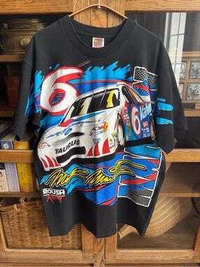 Vtg Mark Martin NASCAR Fruit Of The Loom Aop TShirt
